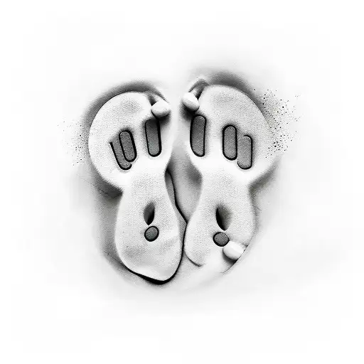 three baby footprints with clocks tattoo design idea