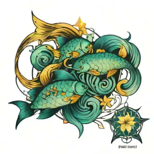 pisces and Gemini tattoo design idea