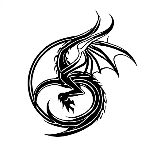 dragon with fire tattoo design idea