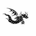 dragon with fire tattoo design idea