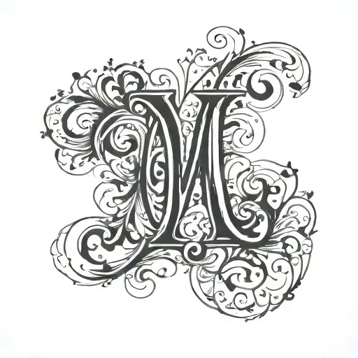 Simple but ornate two letter M's overlayed tattoo design idea