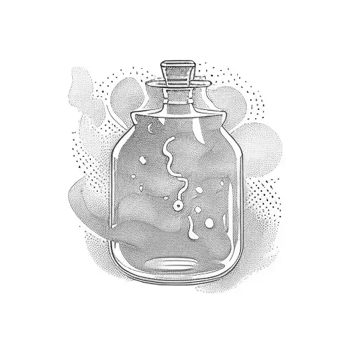 potion bottle with liquid inside and a cork tattoo design idea