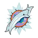 Miami Dolphin Logo but replace the orange sun ring with an orange rochester, NY flower city logo tattoo design idea
