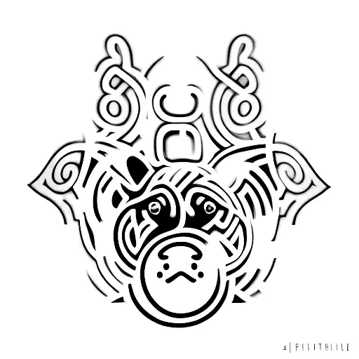 A powerful black-grey tattoo showcasing a silhouette of a dog alongside symbols of Black Resistance tattoo design idea