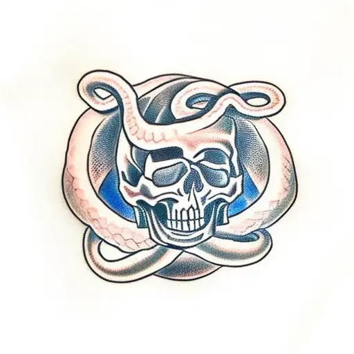 skull and snake tattoo design idea