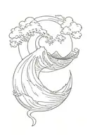 I want a tattoo inspired by the great wave off kanagawa for my arm and shoulder  tattoo design idea