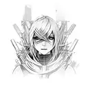 A2 from nier automata in full growth tattoo design idea