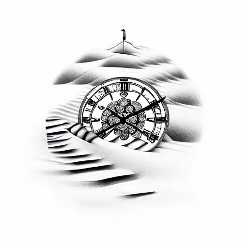 country side+beach waves+ dezert dunes + clock + candle +stairway tattoo design idea