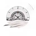 country side+beach waves+ dezert dunes + clock + candle +stairway tattoo design idea