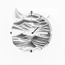 outlines of dezert dunes,uk country side,maldives beach waves plus a clock and brunuing candle with a stair leading to d tattoo design idea