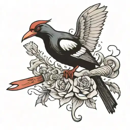 moorhen with a hatchet man icp tattoo design idea