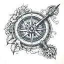 3d compass tattoo design idea