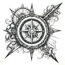 3d compass tattoo design idea