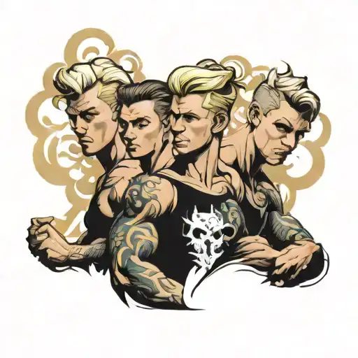 four blonde muscular boys tattoo design idea