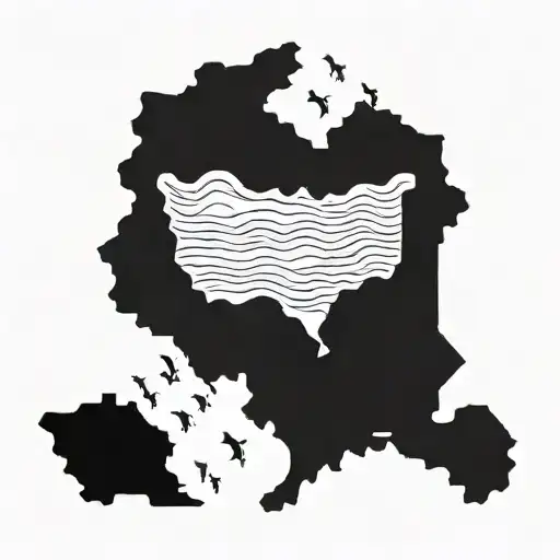 lake superior outline with tennessee tri star tattoo design idea