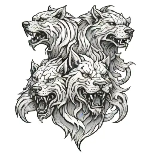 Cerberus 3 head  tattoo design idea