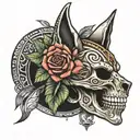 skull roses aztec anubis time tattoo design idea