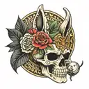skull roses aztec anubis time tattoo design idea