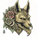 skull roses aztec anubis time tattoo design idea