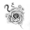 snake with roses tattoo design idea