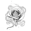 snake with roses tattoo design idea