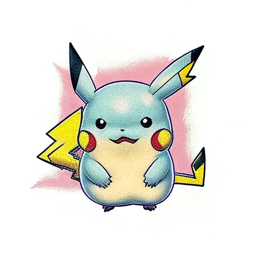 pikachu american traditional tattoo design idea