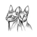 two sphynx cats side by side tattoo design idea
