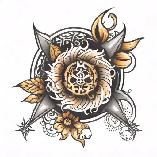 Create a tattoo using zodiac AQUARIUS, SAGITTARIUS and ARIES. As well as Our sacred geometry tattoo design idea