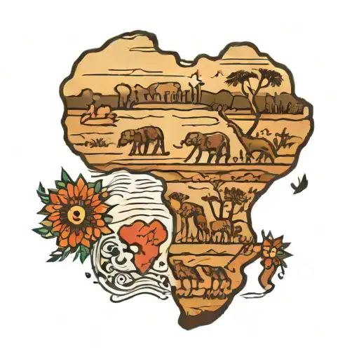 africa continent tattoo design idea