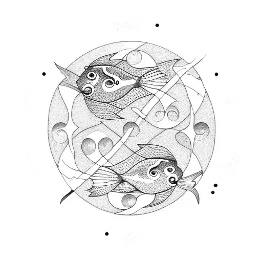 Two fish swimming in a yin-yang pattern tattoo design idea