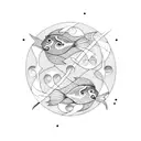 Two fish swimming in a yin-yang pattern tattoo design idea
