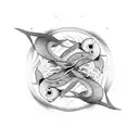 Two fish swimming in a yin-yang pattern tattoo design idea