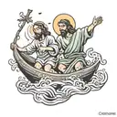 Jesus pulling peter from water  tattoo design idea