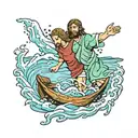 Jesus pulling peter from water  tattoo design idea