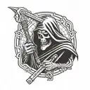 grim reaper holding ratchet wrench and 10mm socket tattoo design idea