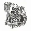 grim reaper holding ratchet wrench and 10mm socket tattoo design idea