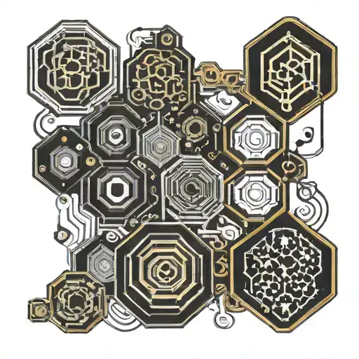 honeycomb circuit board patterns tattoo design idea