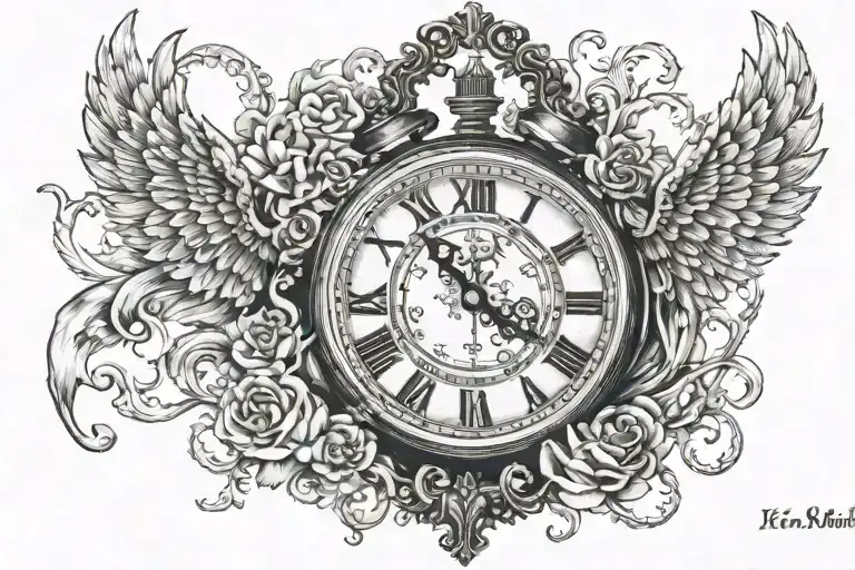 clock a piece of my heart lives in heaven KALI tattoo design idea
