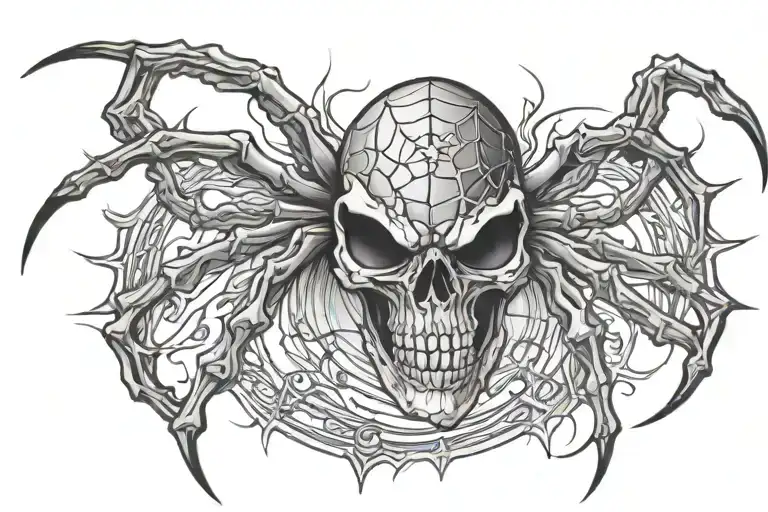 spider skull money tattoo design idea