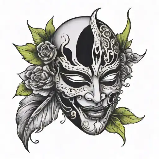 simple drama mask weeping from eyes tattoo design idea