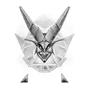 A triangle combining an Iron Chariot, Baphomet, Thoth and Hermes tattoo design idea