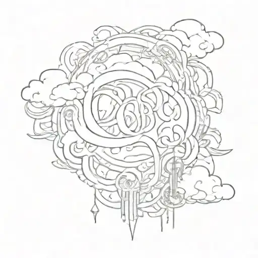 Auspicious Cloud, a fusion of the letters DXB tattoo design idea