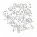 Auspicious Cloud, a fusion of the letters DXB tattoo design idea