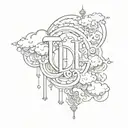 Auspicious Cloud, a fusion of the letters DXB tattoo design idea