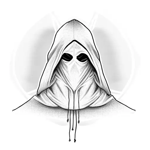 a sinister figure shrouded in hooded robes, their face obscured by shadows. Talons protrude from beneath the cloak tattoo design idea