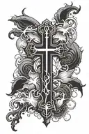 cross and black lightning   tattoo design idea