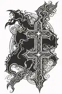 cross and black lightning   tattoo design idea