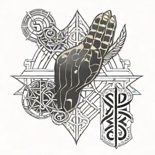 Baby hand of daughter and name "Runa" in runic script, 02.04.2024 and Viking compass tattoo design idea