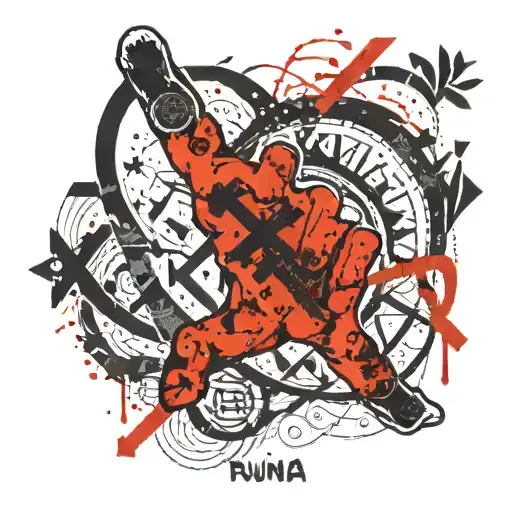 Baby hand of daughter and name "Runa" in runic script, 02.04.2024 and Viking compass tattoo design idea