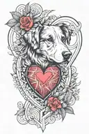 Austalian Shepherd missing in a human heart tattoo design idea